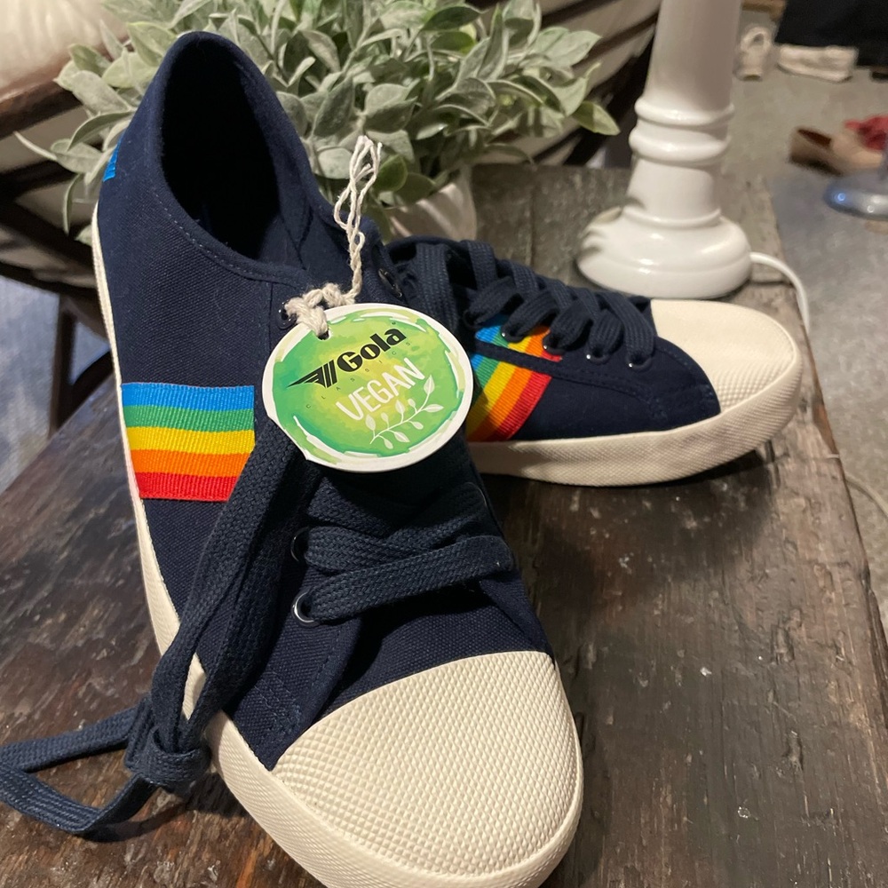 Gola Navy Sneakers with Rainbow Stripes NWT